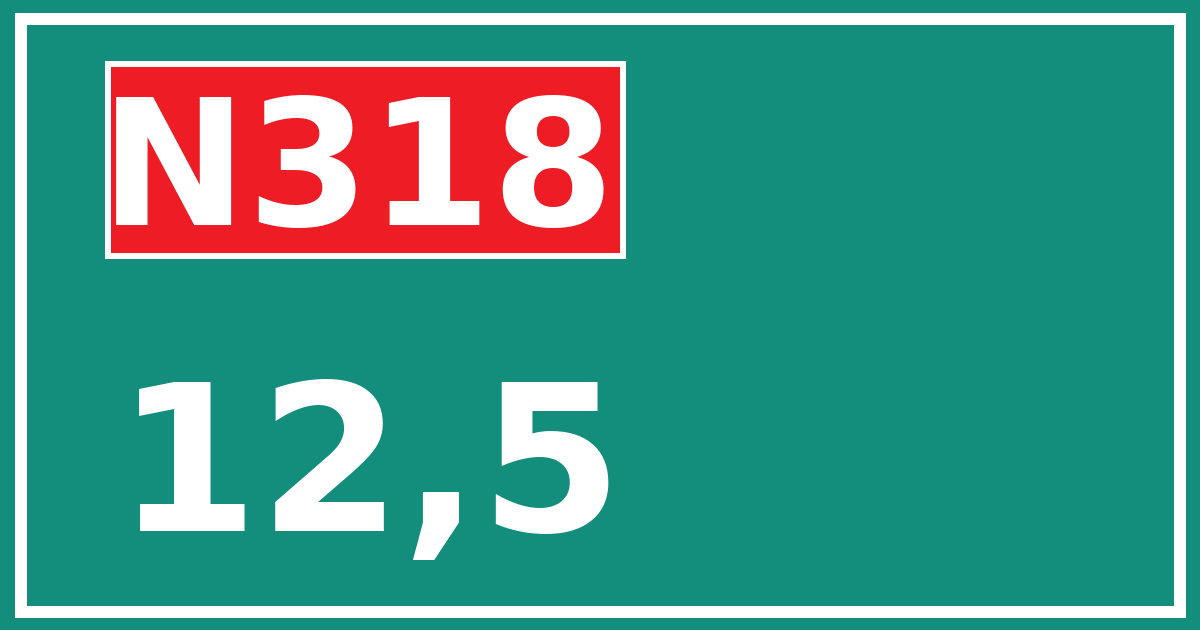 Hectometerbord N318 12,5