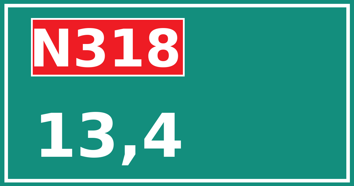 Hectometerbord N318 13,4