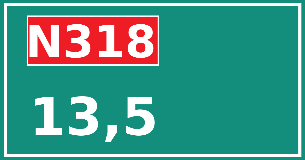 Hectometerbord N318 13,5