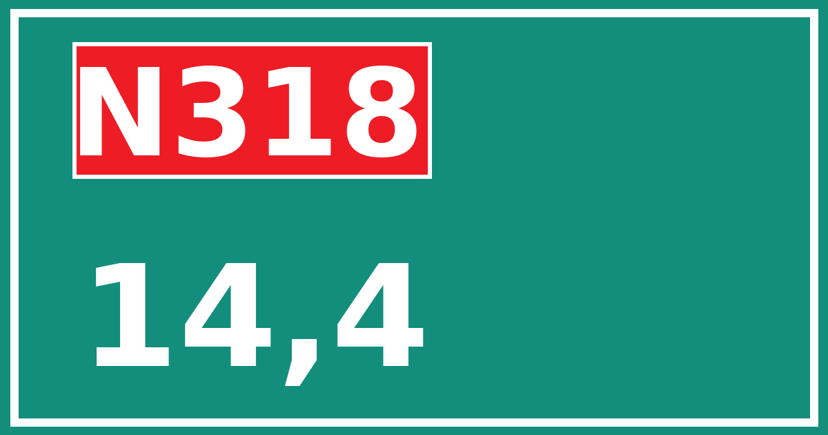 Hectometerbord N318 14,4