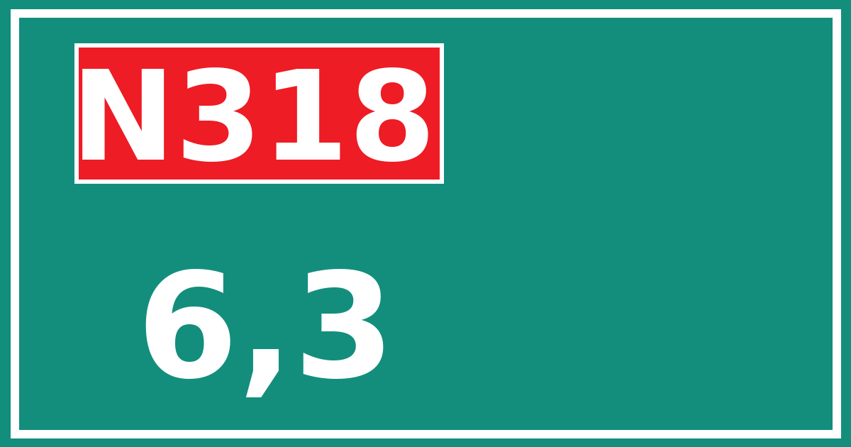 Hectometerbord N318 6,3