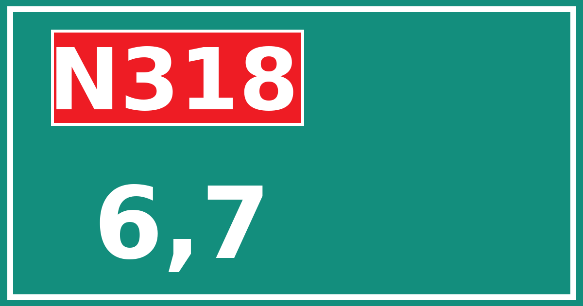 Hectometerbord N318 6,7