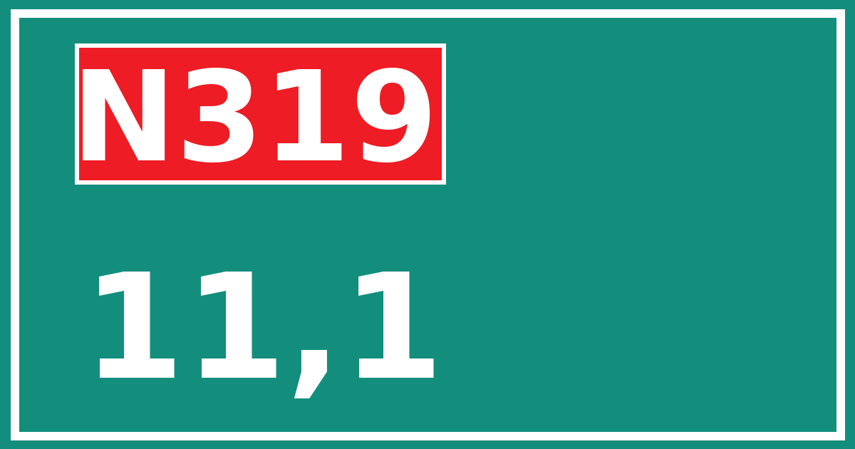 Hectometerbord N319 11,1