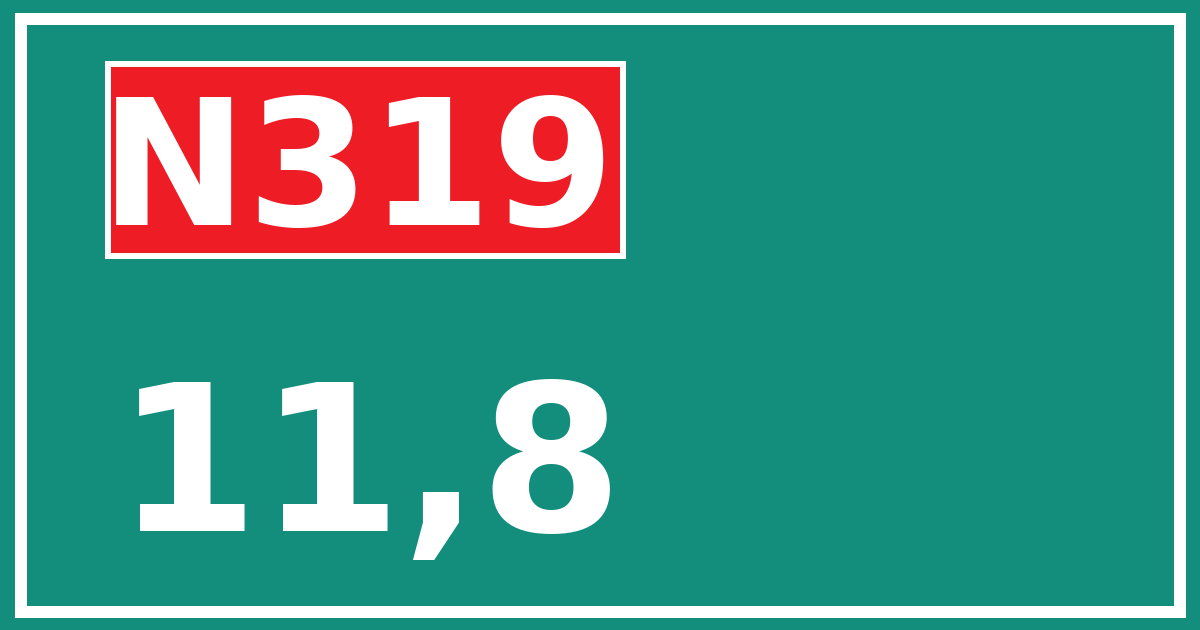 Hectometerbord N319 11,8