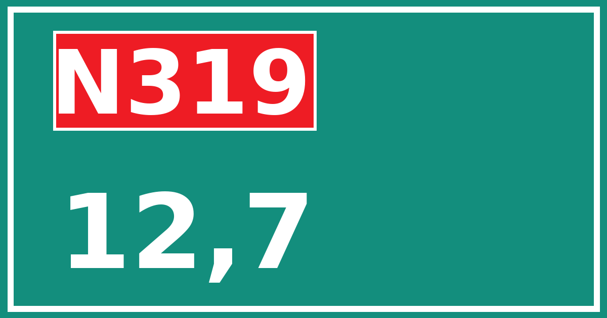 Hectometerbord N319 12,7