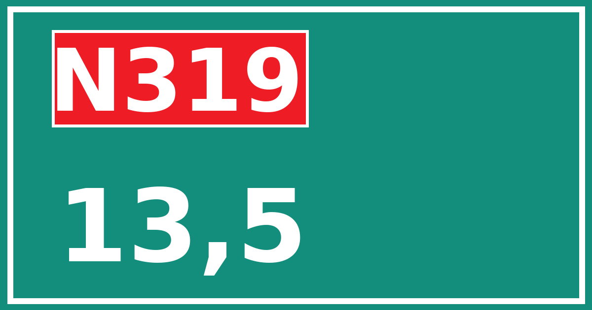 Hectometerbord N319 13,5