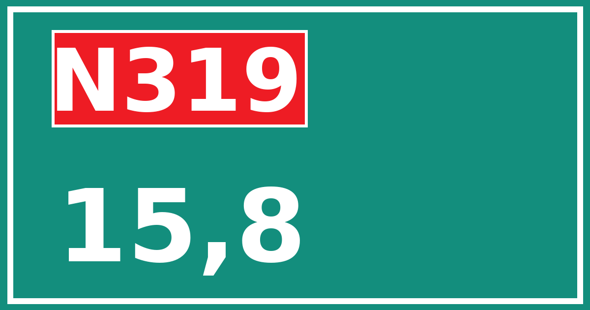 Hectometerbord N319 15,8