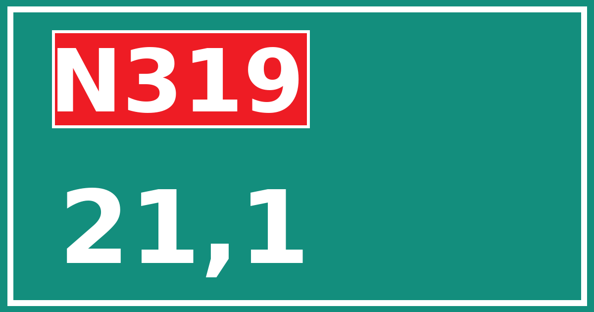 Hectometerbord N319 21,1