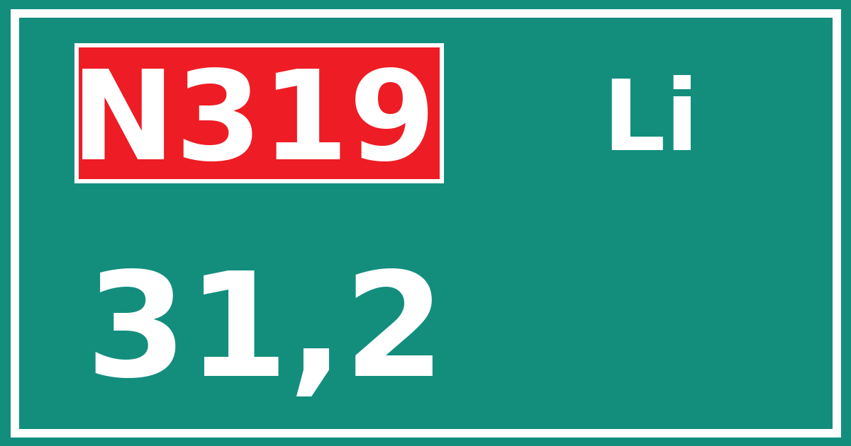 Hectometerbord N319 31,2 zijde Li