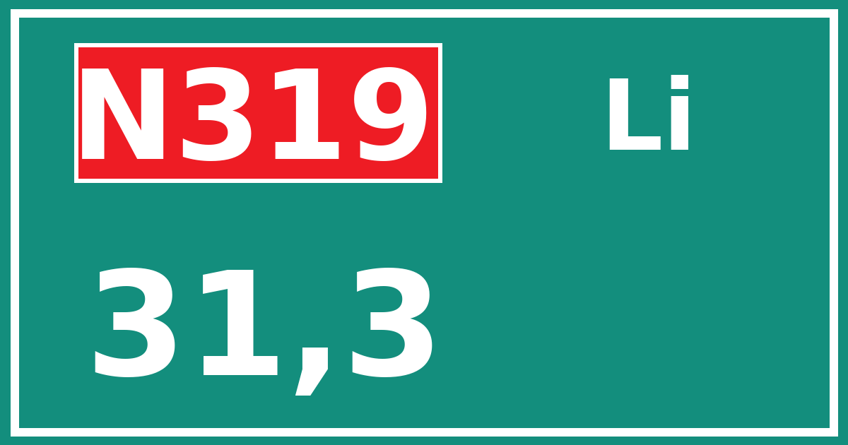 Hectometerbord N319 31,3 zijde Li