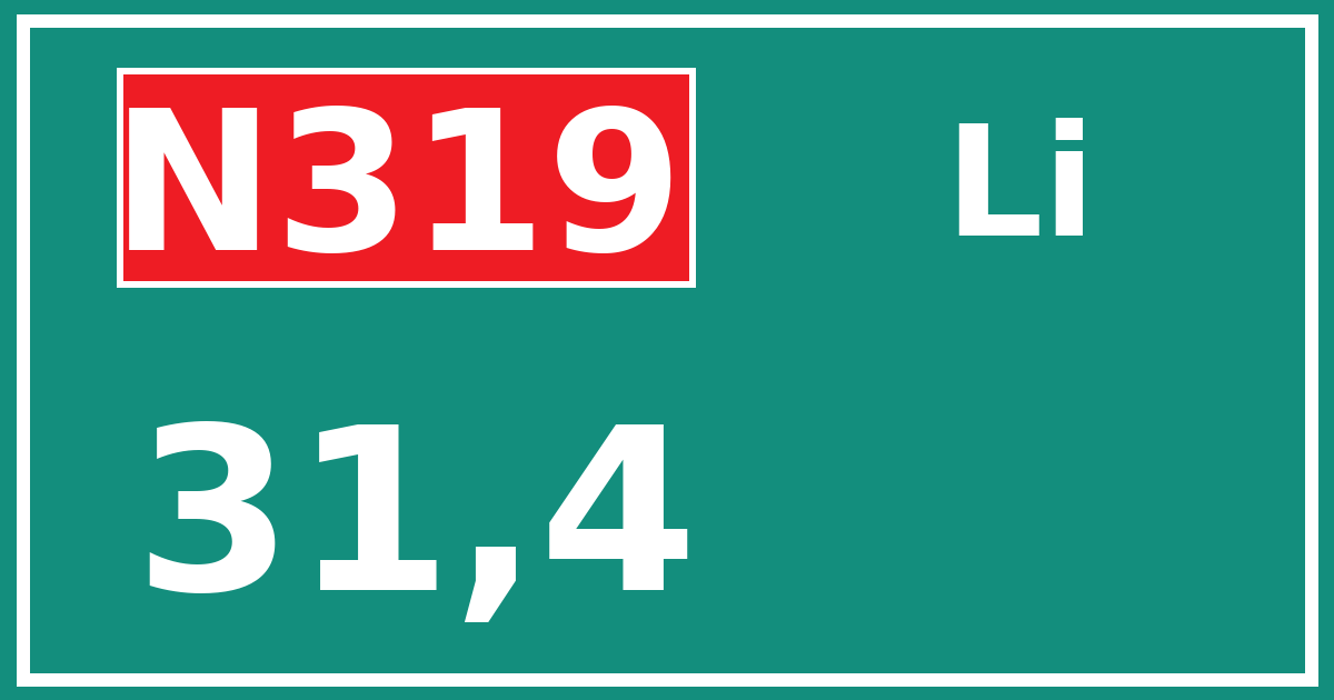 Hectometerbord N319 31,4 zijde Li
