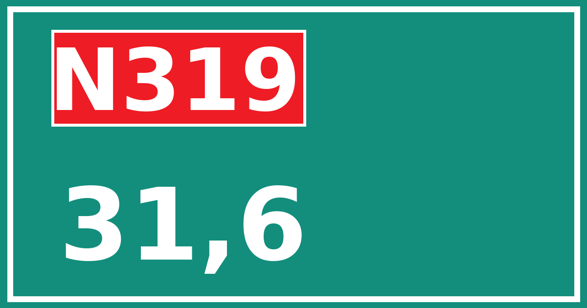 Hectometerbord N319 31,6
