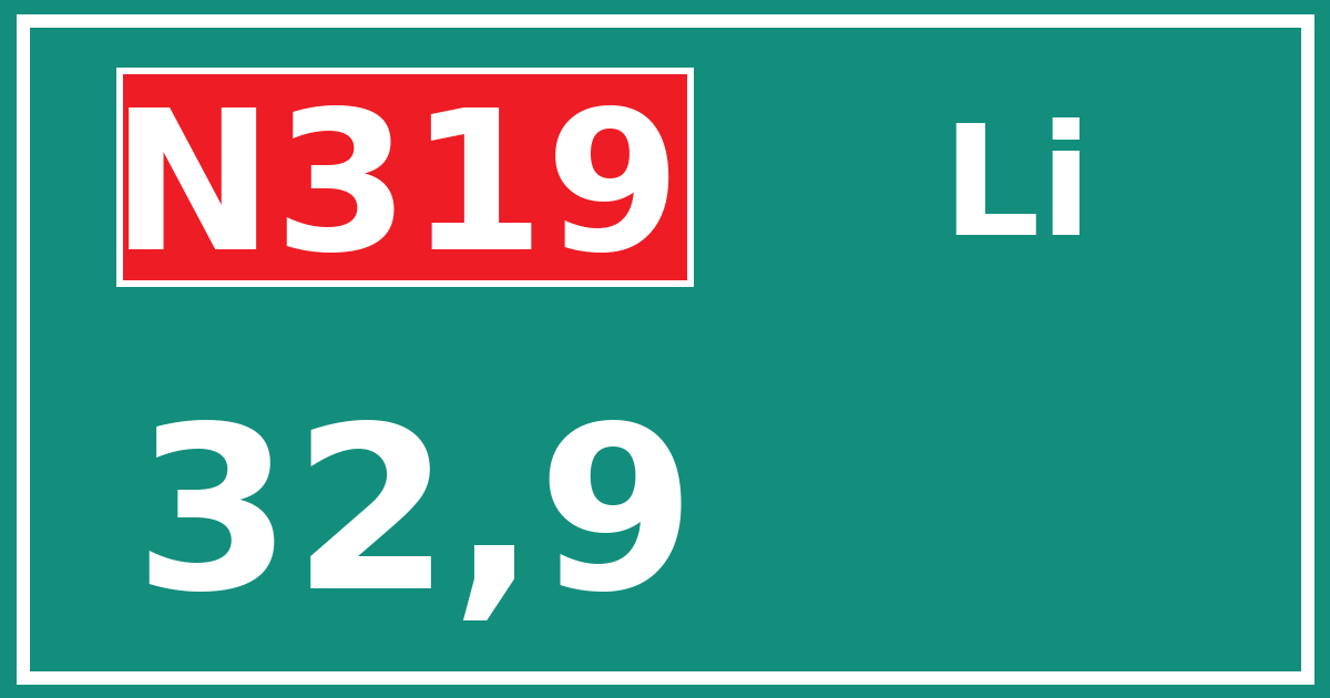 Hectometerbord N319 32,9 zijde Li
