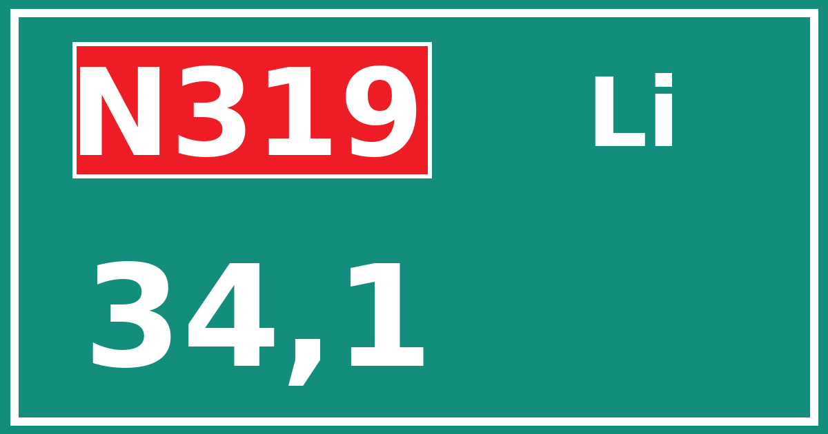 Hectometerbord N319 34,1 zijde Li