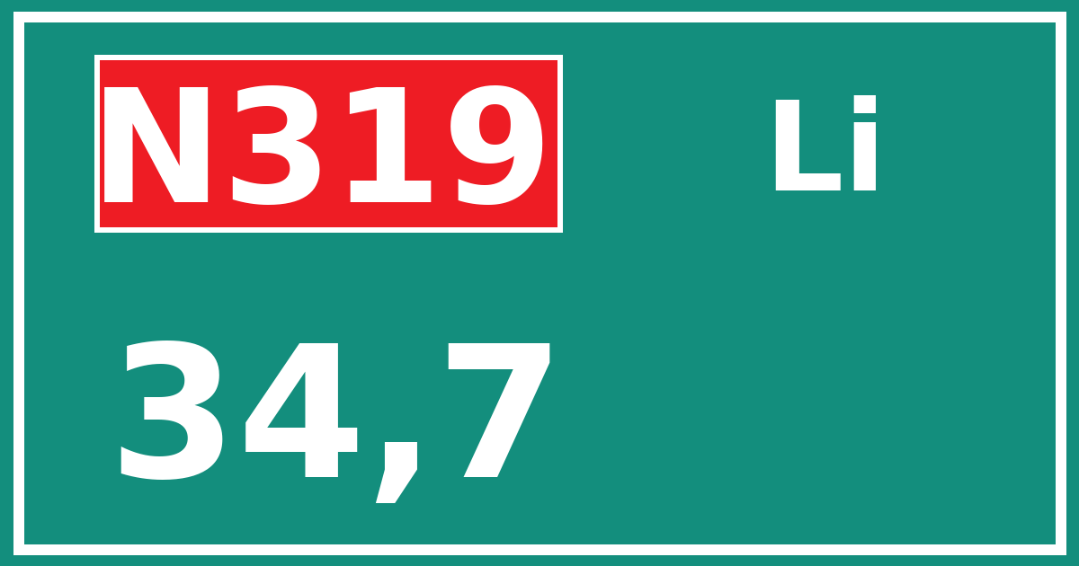 Hectometerbord N319 34,7 zijde Li
