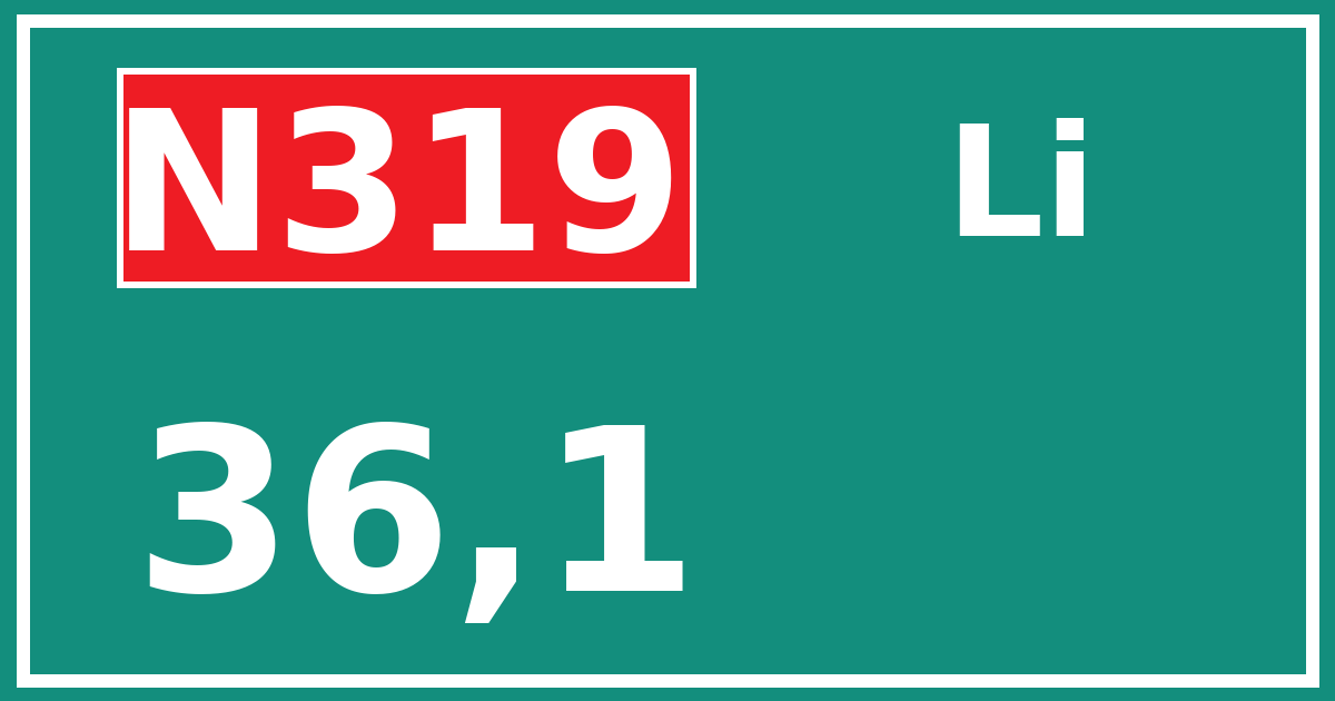Hectometerbord N319 36,1 zijde Li