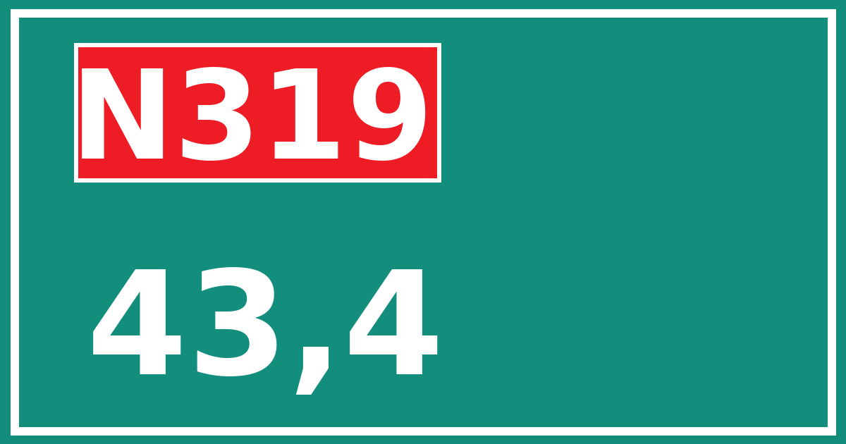 Hectometerbord N319 43,4