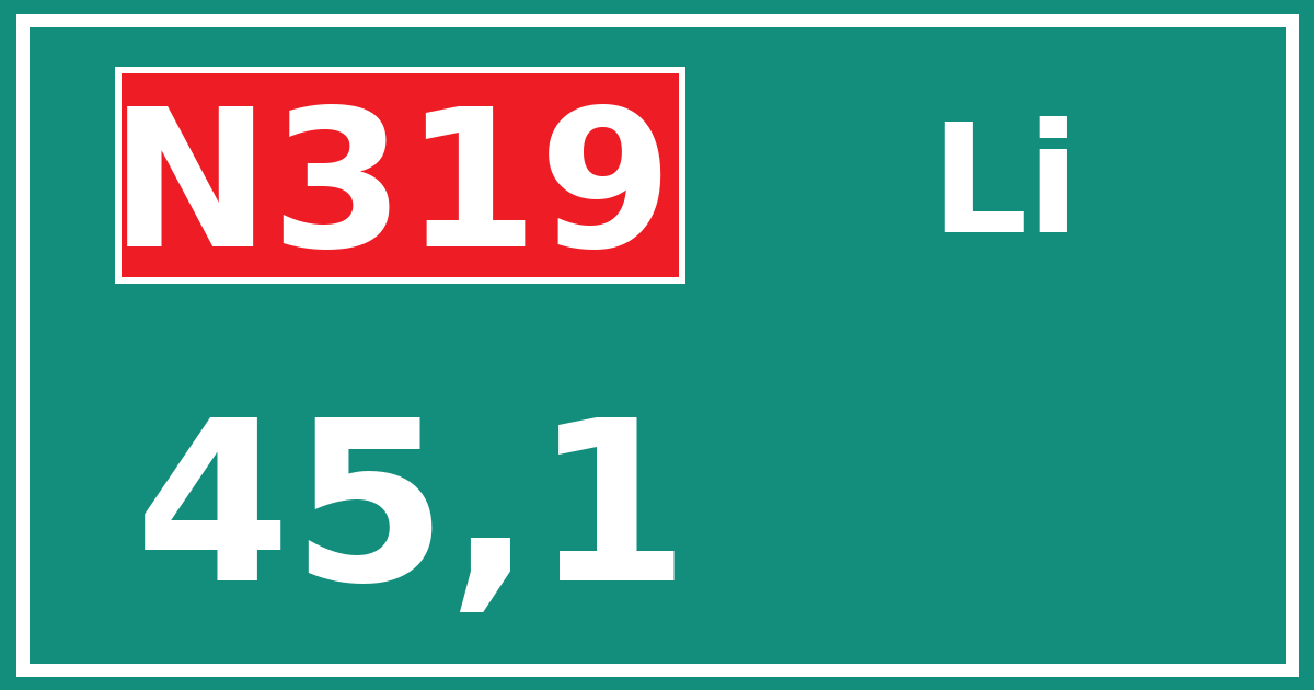 Hectometerbord N319 45,1 zijde Li