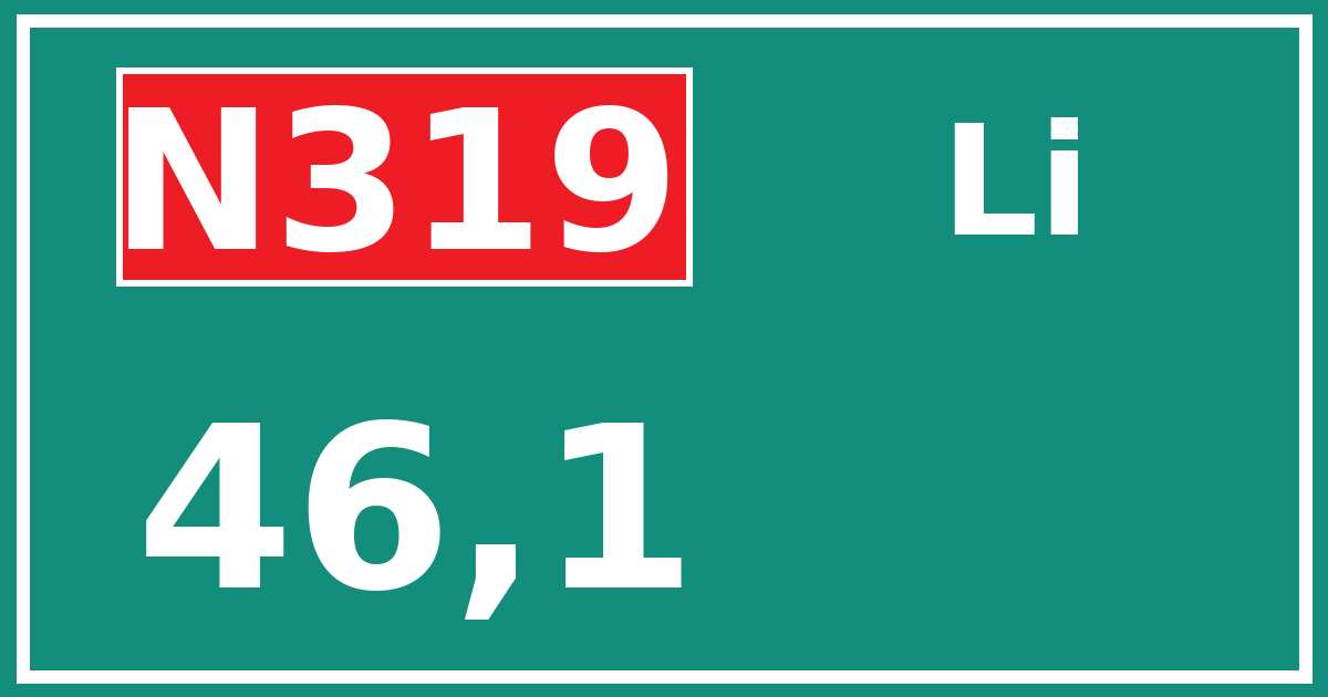 Hectometerbord N319 46,1 zijde Li