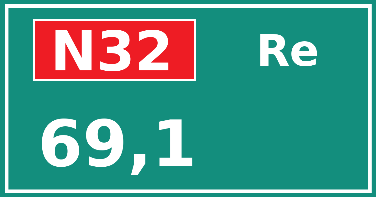 Hectometerbord N32 69,1 zijde Re