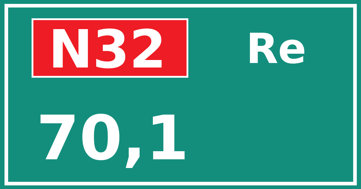 Hectometerbord N32 70,1 zijde Re
