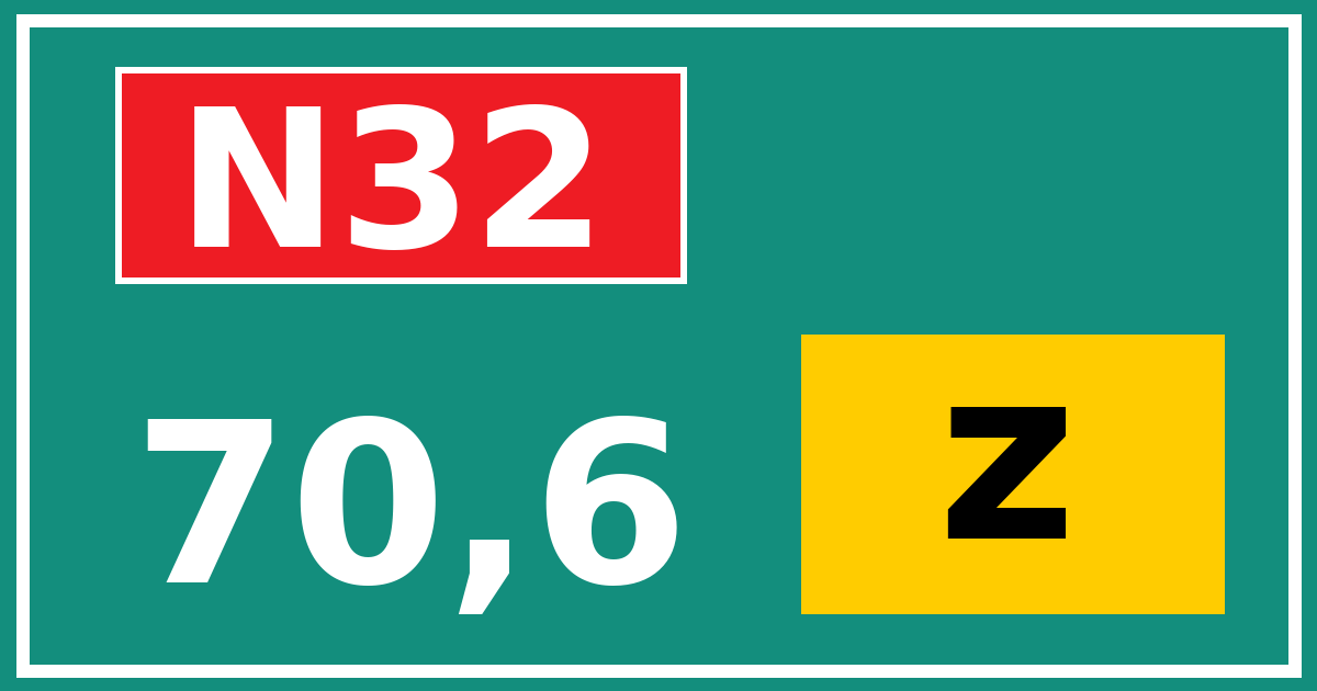 Hectometerbord N32 70,6 letter z