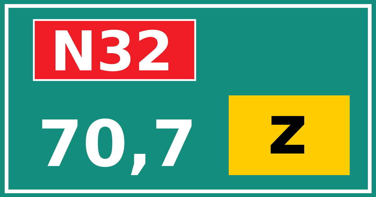Hectometerbord N32 70,7 letter z