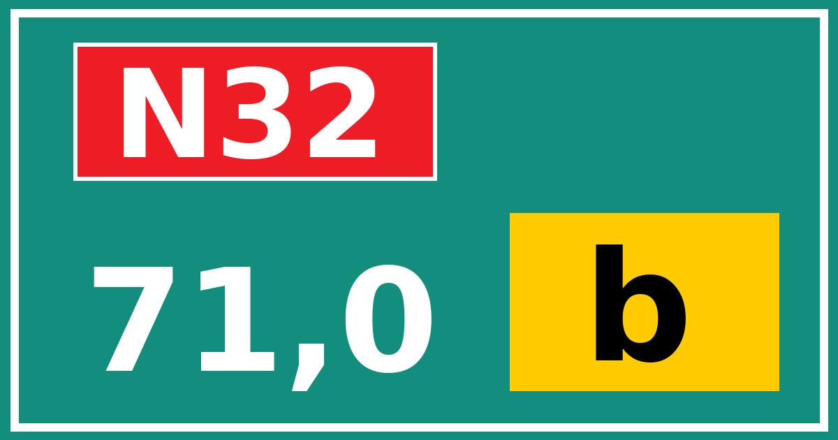 Hectometerbord N32 71,0 letter b