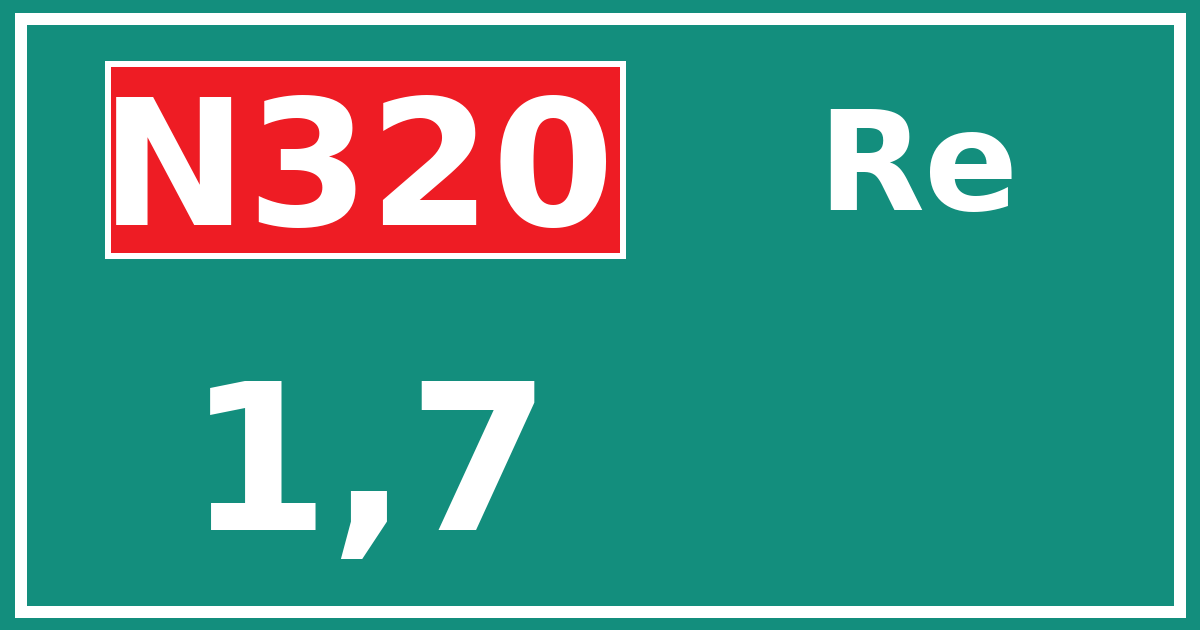 Hectometerbord N320 1,7 zijde Re