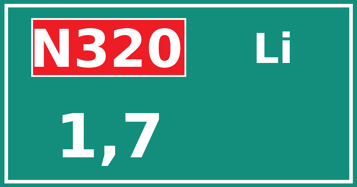 Hectometerbord N320 1,7 zijde Li