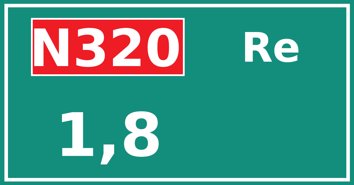 Hectometerbord N320 1,8 zijde Re