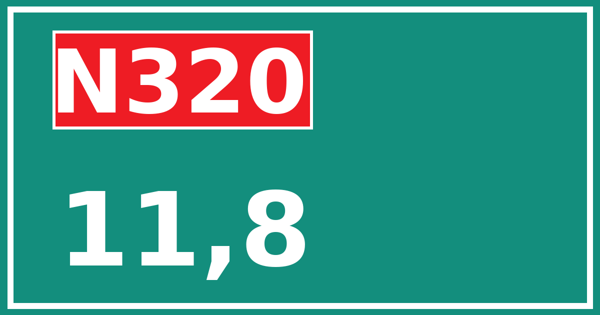 Hectometerbord N320 11,8