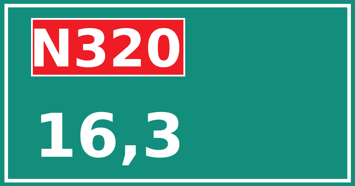 Hectometerbord N320 16,3