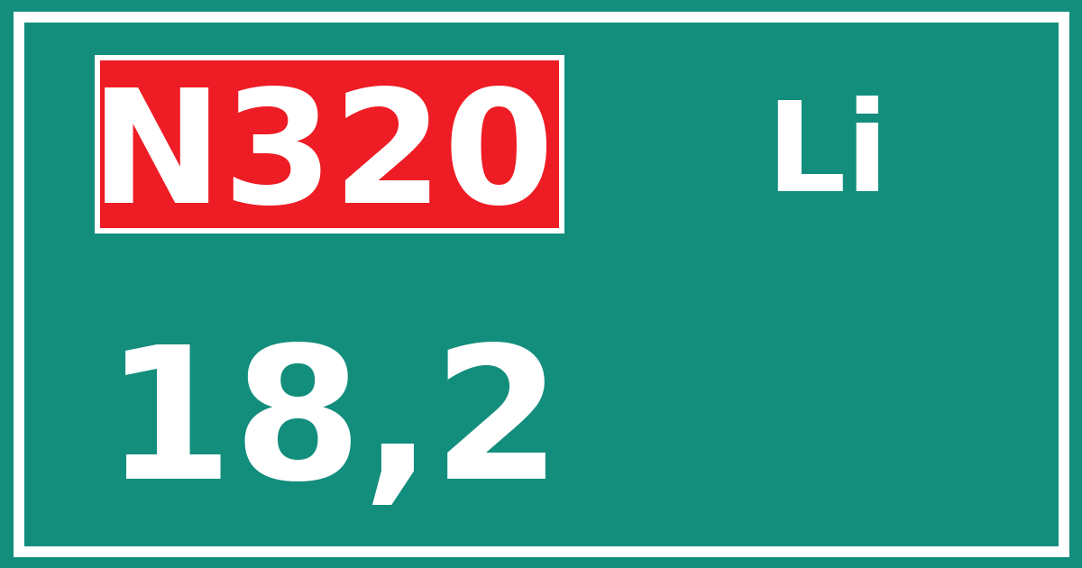 Hectometerbord N320 18,2 zijde Li