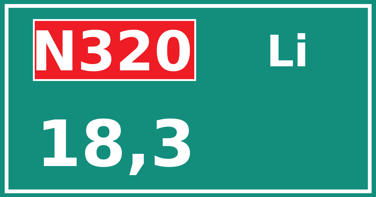 Hectometerbord N320 18,3 zijde Li