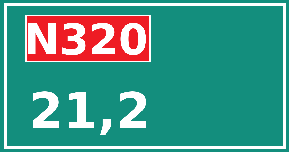 Hectometerbord N320 21,2