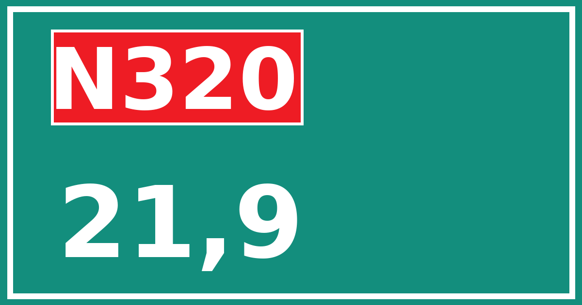 Hectometerbord N320 21,9