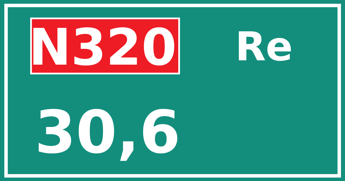 Hectometerbord N320 30,6 zijde Re