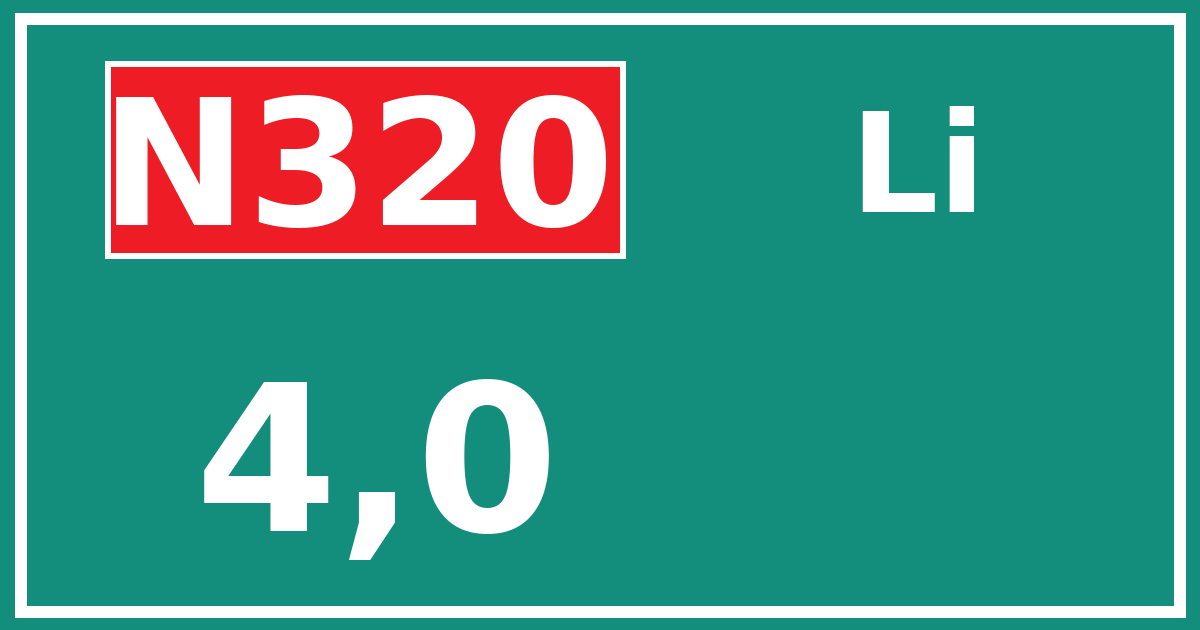 Hectometerbord N320 4,0 zijde Li