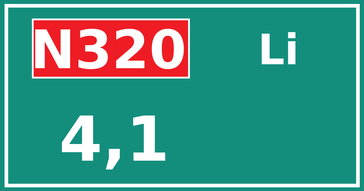 Hectometerbord N320 4,1 zijde Li