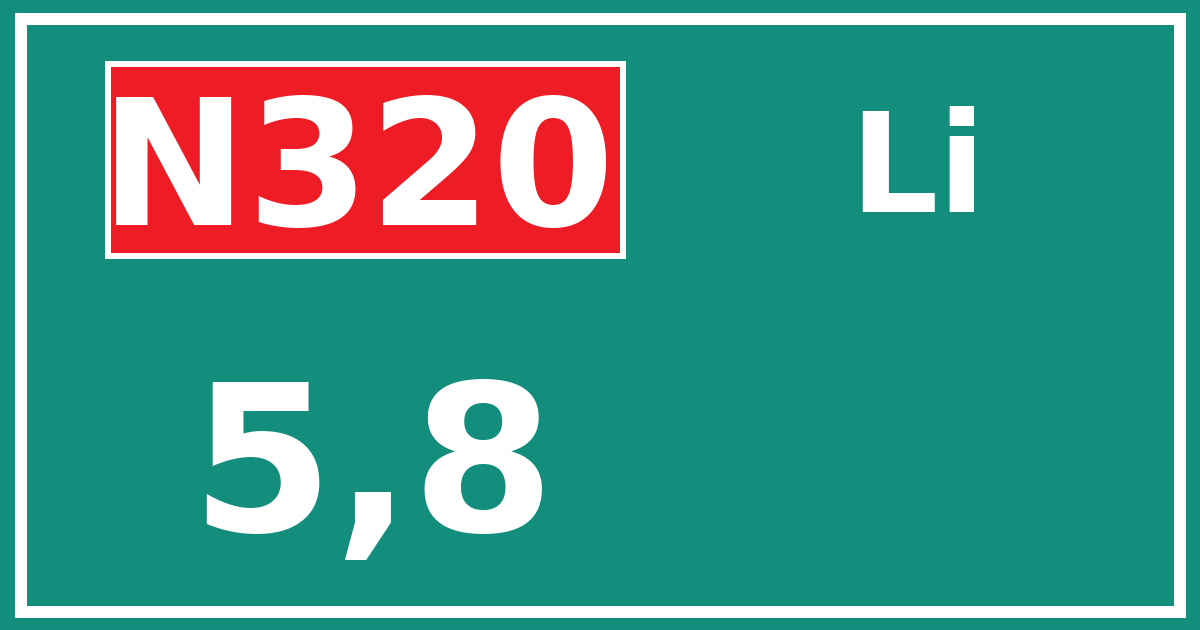 Hectometerbord N320 5,8 zijde Li