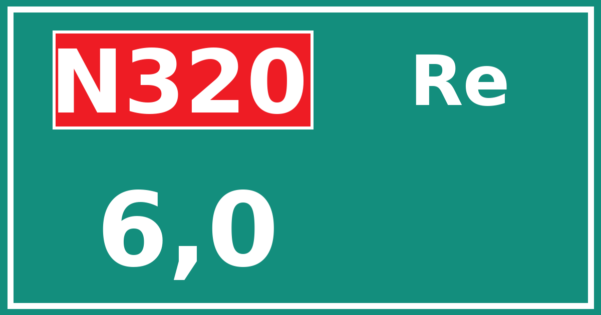 Hectometerbord N320 6,0 zijde Re