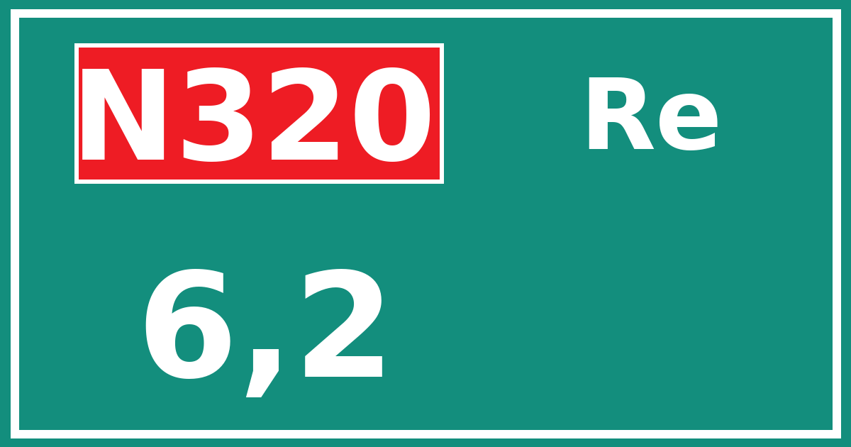 Hectometerbord N320 6,2 zijde Re