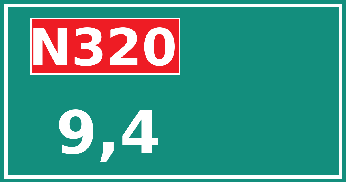 Hectometerbord N320 9,4