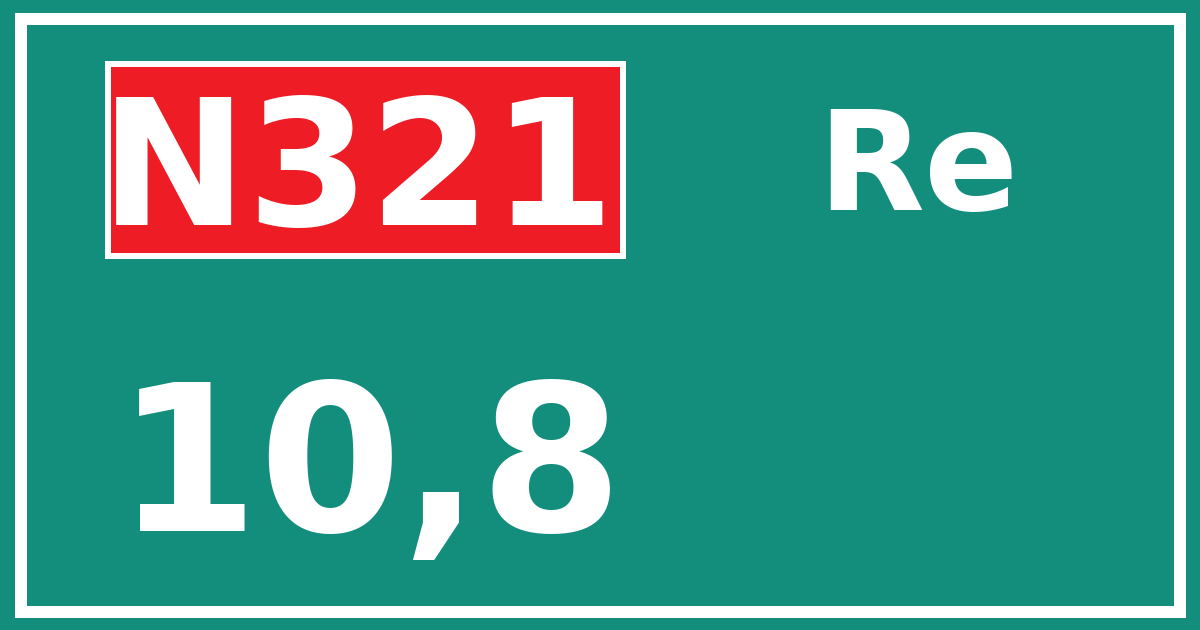 Hectometerbord N321 10,8 zijde Re