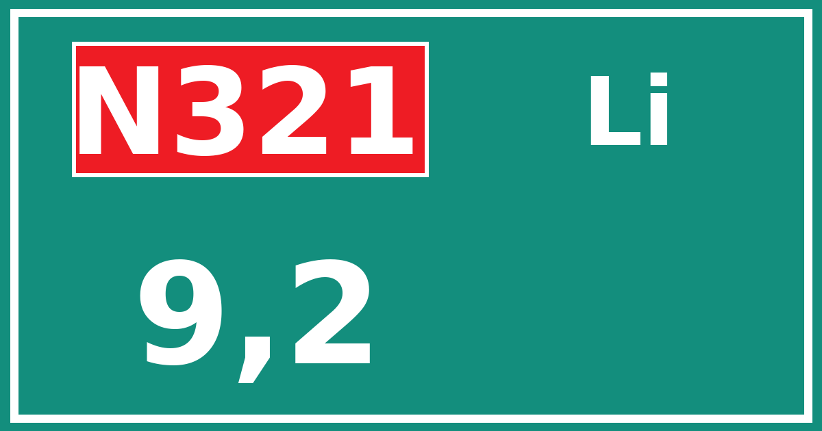 Hectometerbord N321 9,2 zijde Li