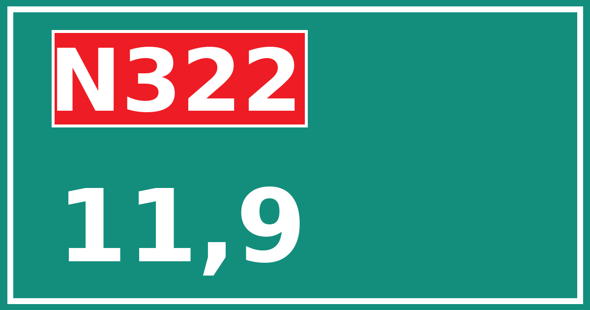 Hectometerbord N322 11,9