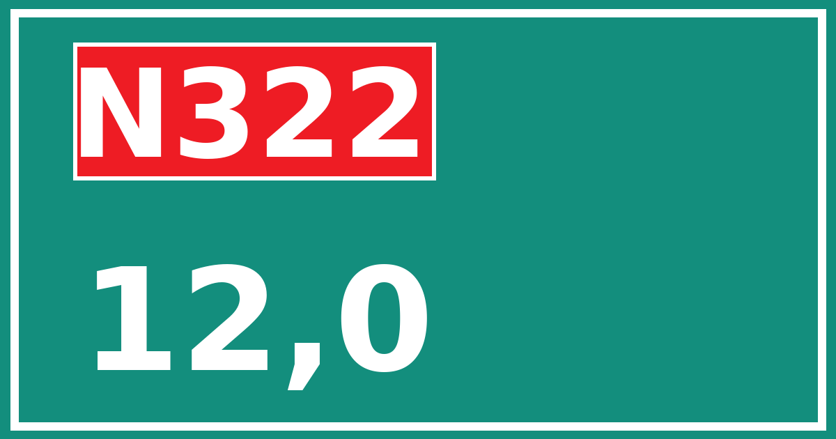 Hectometerbord N322 12,0