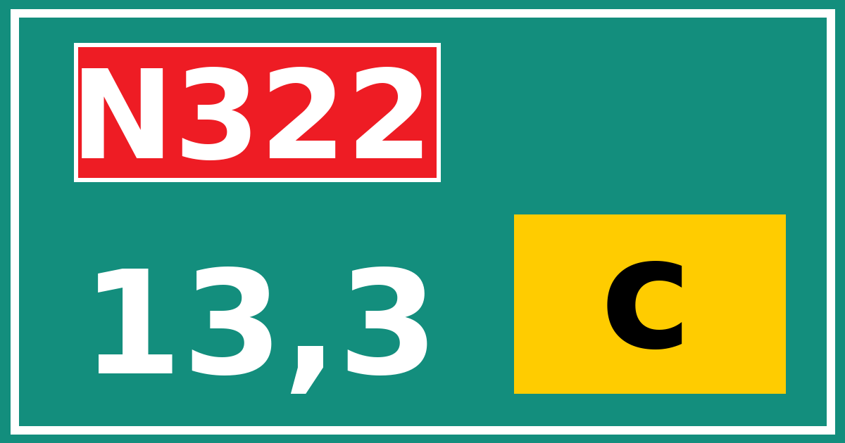 Hectometerbord N322 13,3 letter c