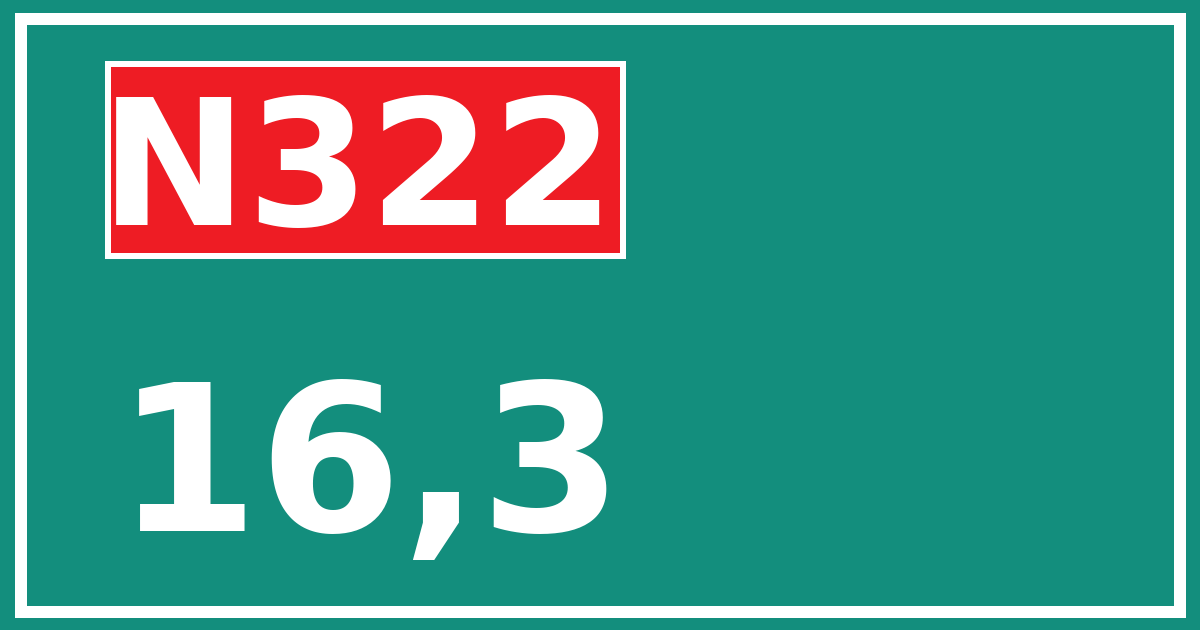 Hectometerbord N322 16,3